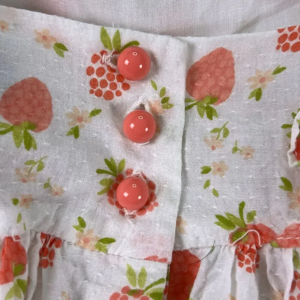 Joie Girls Sundress Size 8 White Raspberry Floral Ruffle Strap Cotton Dress Cute